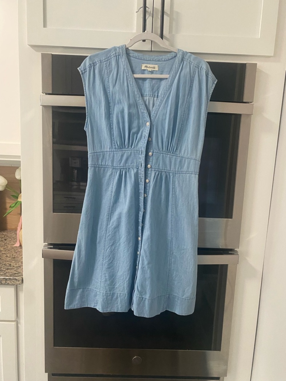 Madewell Light Blue Sleeveless Button-Front Midi Dress